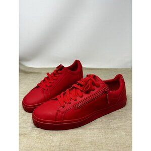 Bershka Man Red Leather Side Zip Accent Sneakers Shoes Size 45 US 12